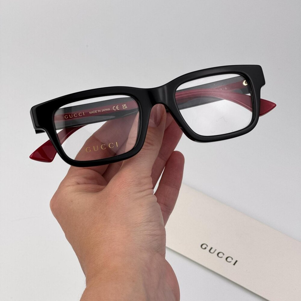 Gucci Eyeglasses – Black/Green Square Frame (GG1865O 001) – New & Authentic